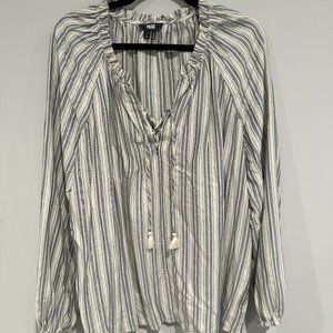 Paige Karra Stripe Ruffle Top in Navy/Cream - Size XL